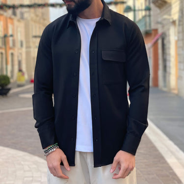Giacca camicia morbida nera - FLAG STORE